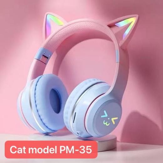 ✨ PM-35 Cat Ear LED Bluetooth Headset – Kids & Adults Favourite