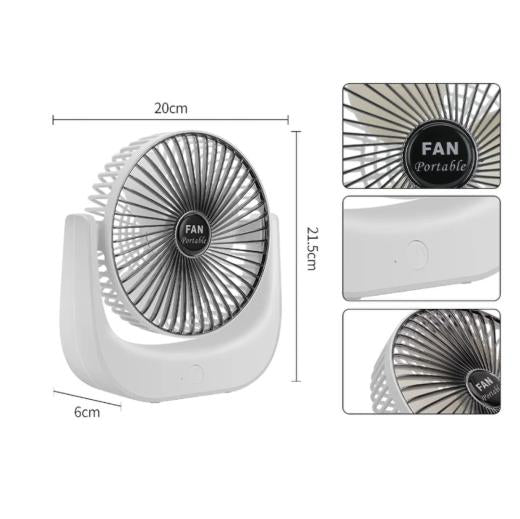 Desktop Mini Fan, Wide Angle Portable Rechargeable Desk Fan