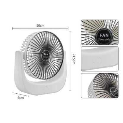 Desktop Mini Fan, Wide Angle Portable Rechargeable Desk Fan